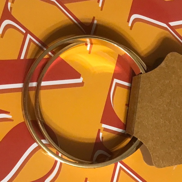 New 1st & Gorgeous By Carolee Burnt Orange & Ivory Gold Tone Bangle Bracelet Set - Picture 4 of 14